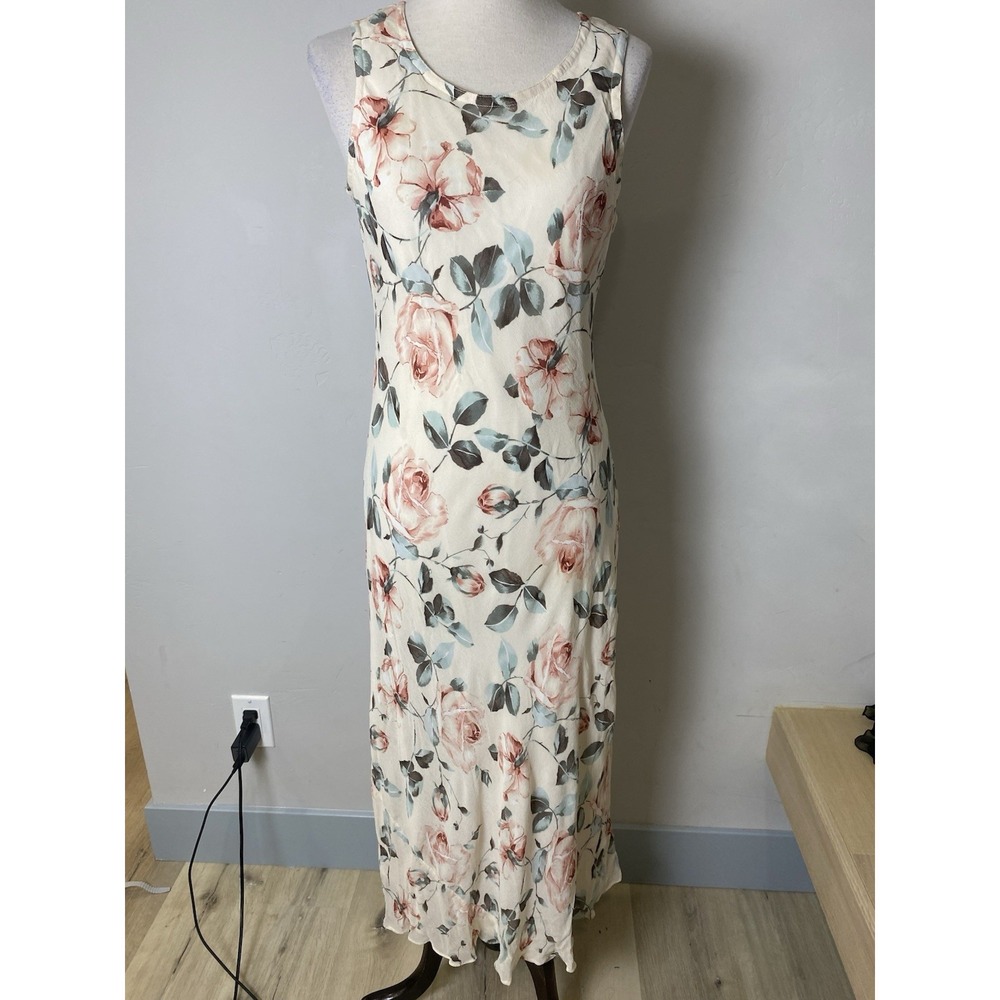 VTG 90's Floral Bias Cut Maxi Dress H&M Richard's Sz 10 Sleevless Boho Fairy